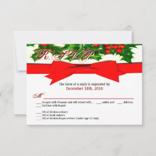 Tarjeta de R.S.V.P. 3.5x5 Baughs Holly Berry Navid