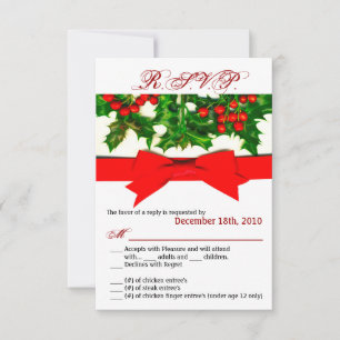Tarjeta de R.S.V.P. 3.5x5 Baughs Holly Berry Navid