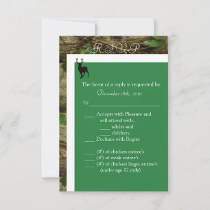 Tarjeta de R.S.V.P. 3.5x5 Ciervo verde y Camuflaje