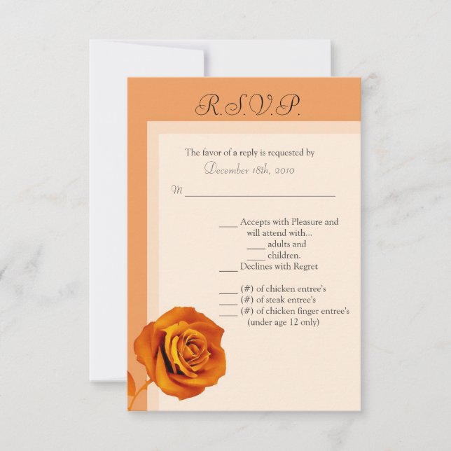 Tarjeta de R.S.V.P. 3.5x5 Rosa Naranja (Anverso)