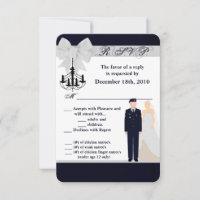 Tarjeta de R.S.V.P. 3.5x5 Uniforme Azul del EJÉRCI