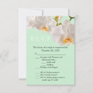 Tarjeta de R.S.V.P. 3.5x5 Verde y Orquídea