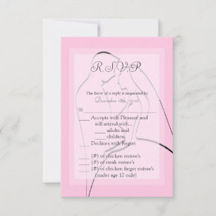 Tarjeta de R.S.V.P. Novia y Novio Rosa 3.5x5
