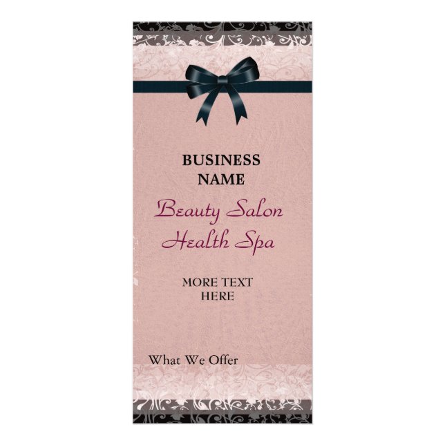 Tarjeta de rack Antiguo Papel Rosado Negro Bows (Frente)