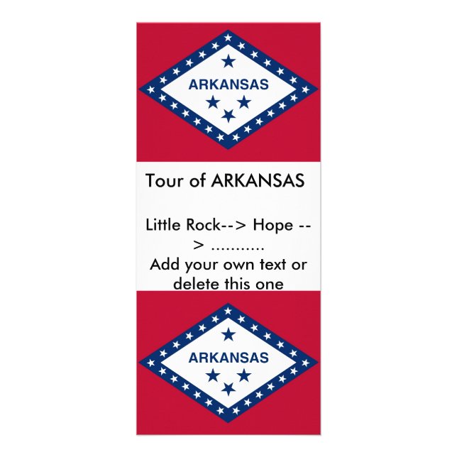Tarjeta de rack con bandera de Arkansas, EE.UU. (Frente)