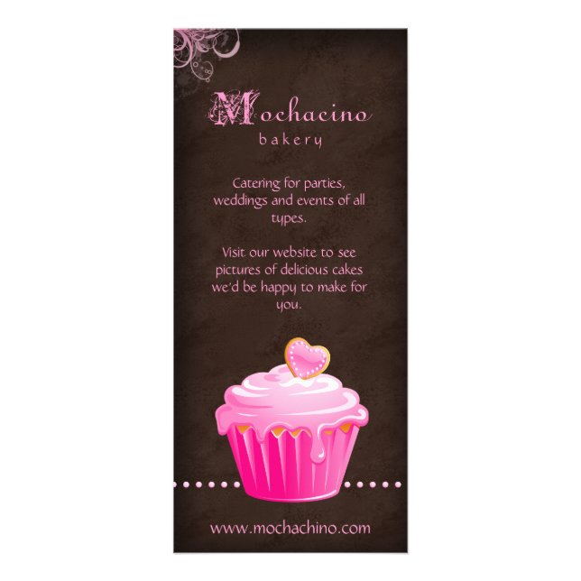 Tarjeta de rack Cupcake Brochure Cubre rosa (Frente)