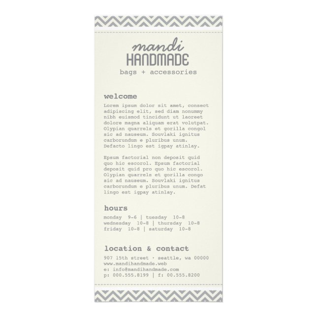 Tarjeta de rack Cute Chevron Stripes (Frente)