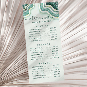 Tarjeta de rack de Geode Purpurina de oro verde az