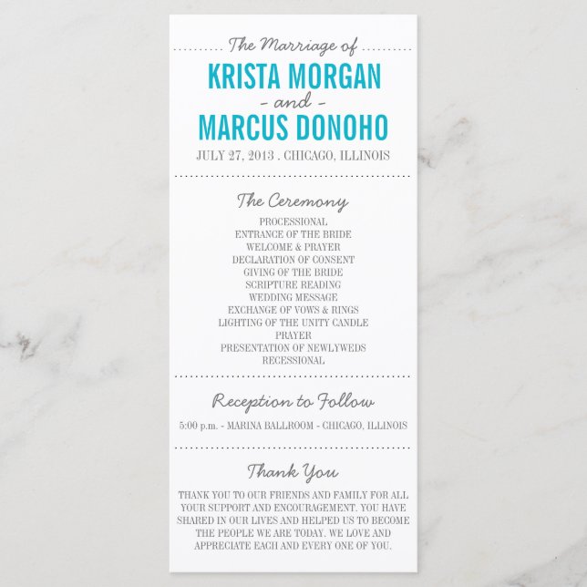 Tarjeta de Rack de Programa de Boda de Siluetas Si (Anverso)