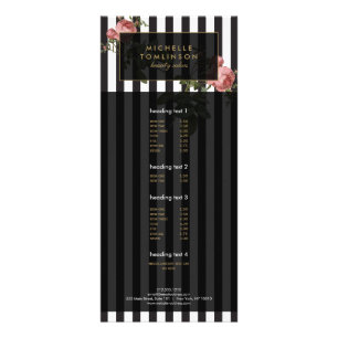 Tarjeta de rack de salón con rayas florales vintag