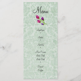 Tarjeta de rack del menú de la boda verde de la Mi