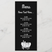 Tarjeta de rack del menú Diseño de Siverware en bl