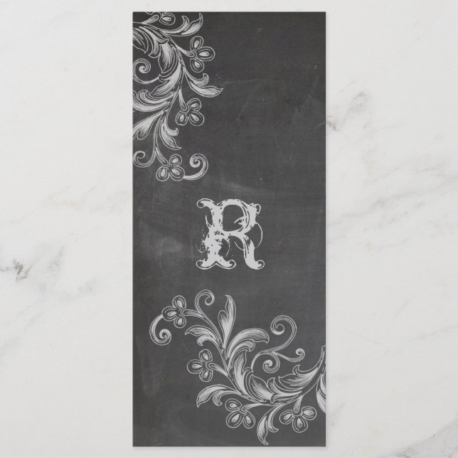 Tarjeta de rack del programa floral de pizarra de  (Anverso)