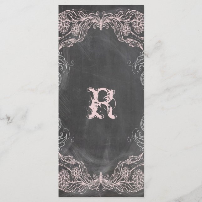 Tarjeta de rack del programa floral rosa de antigü (Anverso)