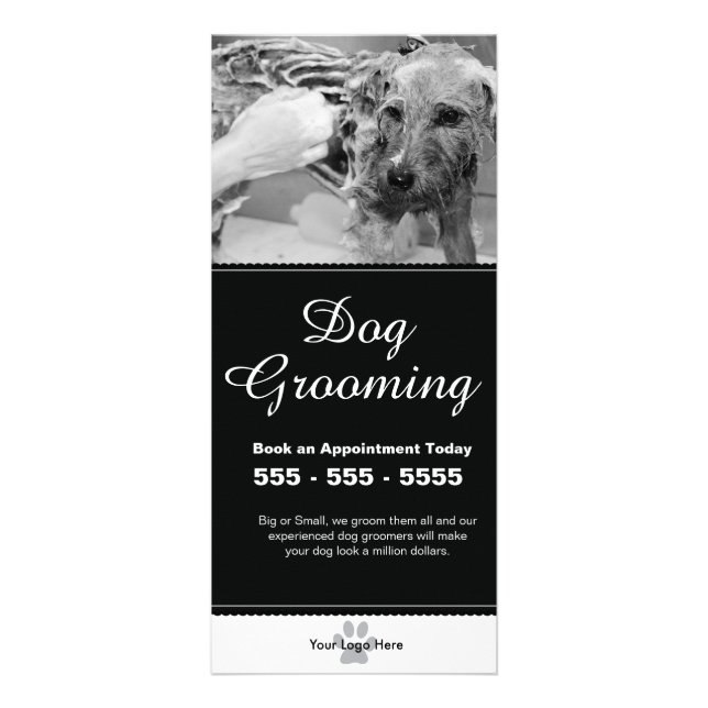 Tarjeta de rack Dog Grooming - personalizada (Frente)
