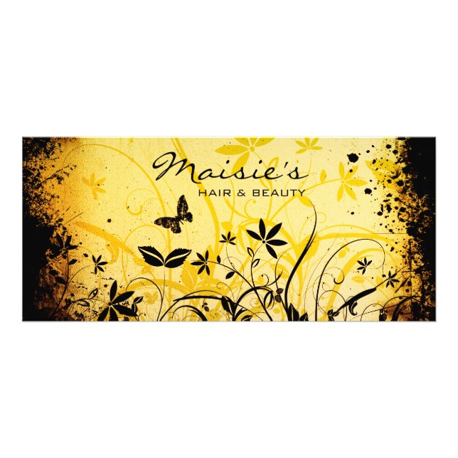 Tarjeta de rack floral grunge (Frente)