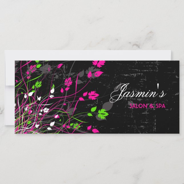 Tarjeta de rack floral grunge (Anverso)