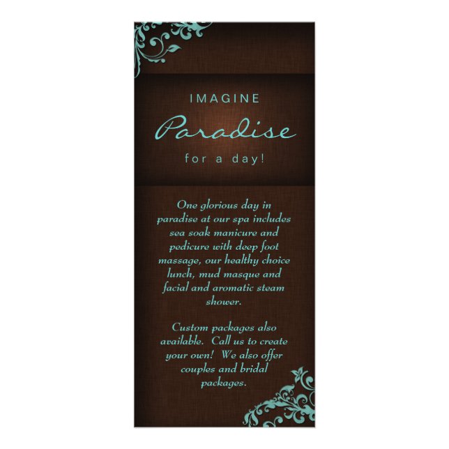 Tarjeta de rack Floral Linaje Salón Spa Blue Brown (Frente)