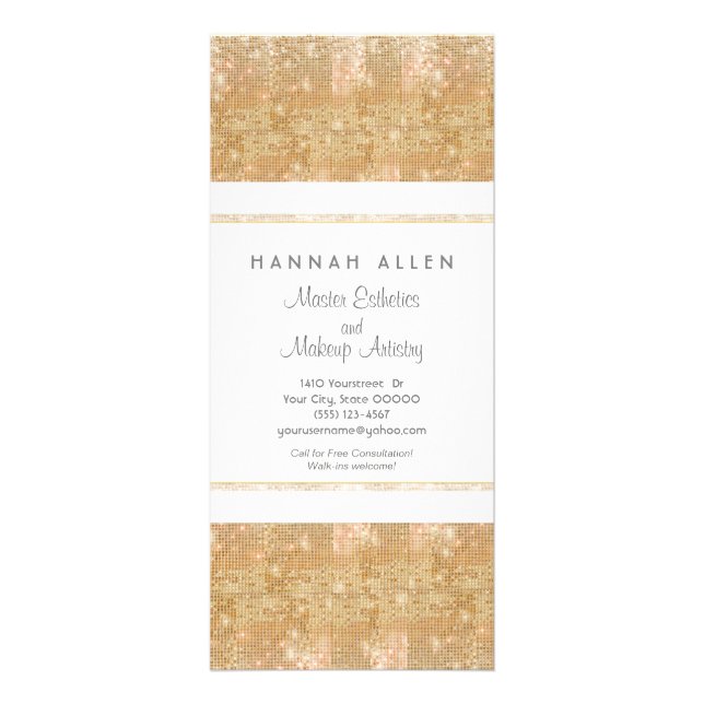 Tarjeta de rack Makeup Artist Gold Sequins (Frente)