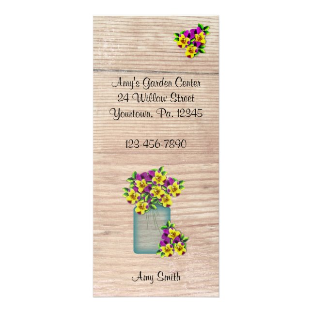 Tarjeta de rack Mason Jar Violas (Frente)