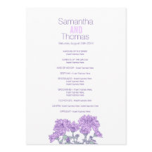 Tarjeta de rack para el programa de boda de crisan