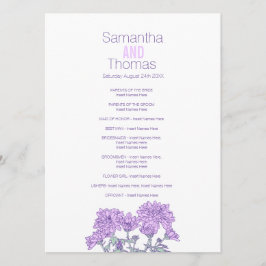 Tarjeta de rack para el programa de boda de crisan