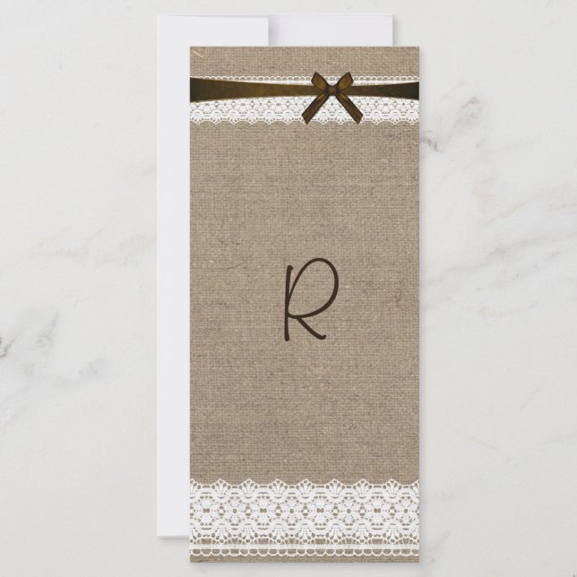 Tarjeta de rack Rústica del programa Burlap and Vi (Anverso)