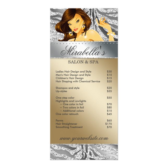 Tarjeta de rack Salon Jewelry Tanning Silver Spark (Frente)