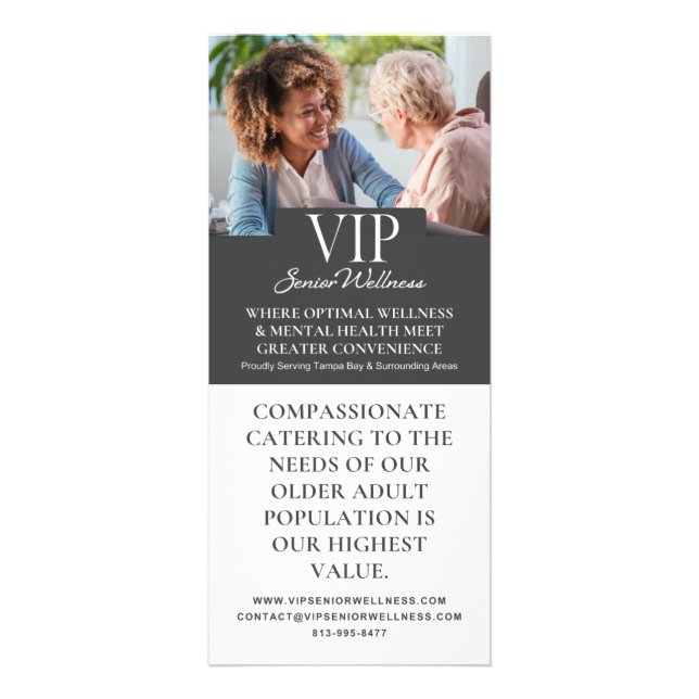 Tarjeta de rack VIP Senior Wellness (Frente)