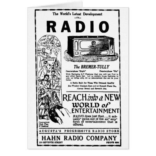 tarjeta de radio 1927 del anuncio del vintage