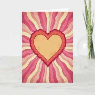 Tarjeta de ráfaga de sol corazón de amor