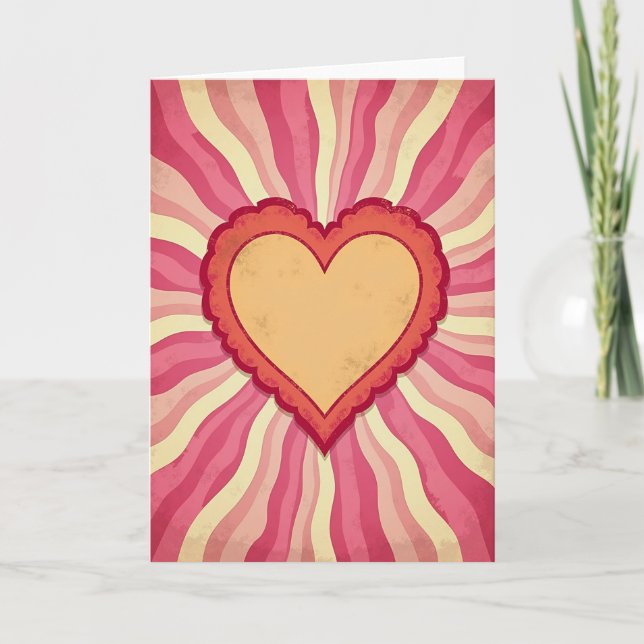 Tarjeta de ráfaga de sol corazón de amor (Anverso)