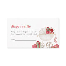 Tarjeta de Raffle Merry Baby Shower Diaper navidad