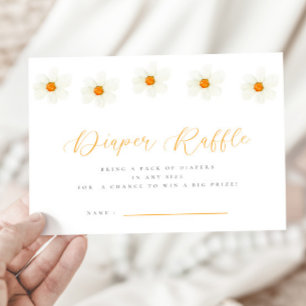 Tarjeta de Raffle Neutral Daisy Baby Shower Diaper