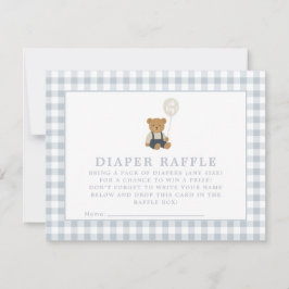 Tarjeta de raffre de pañales Blue Gingham Teddy Be