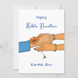 Tarjeta de Raksha bandhan con nombre, tarjeta Rakh