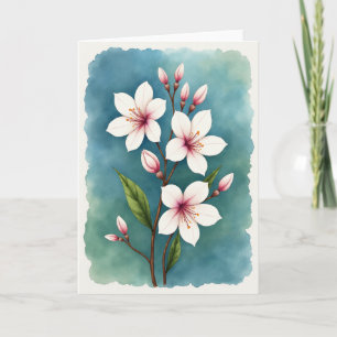 Tarjeta de rama floral en acuarela