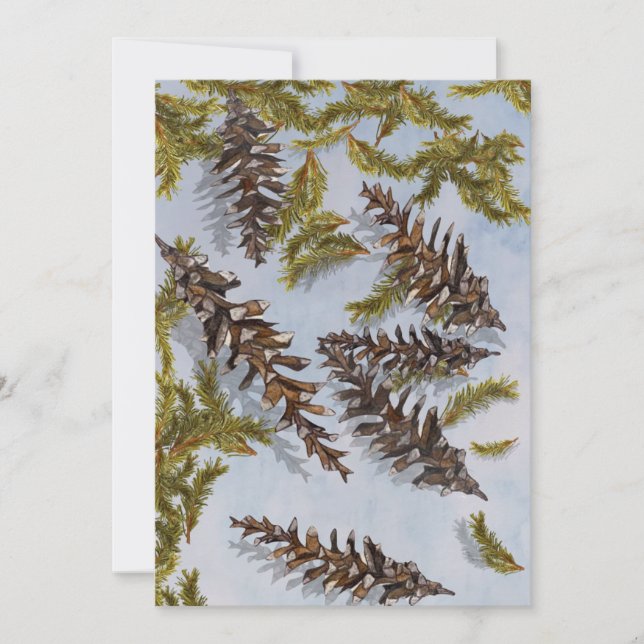 tarjeta de ramas evergreen del cono de pino navida (Anverso)