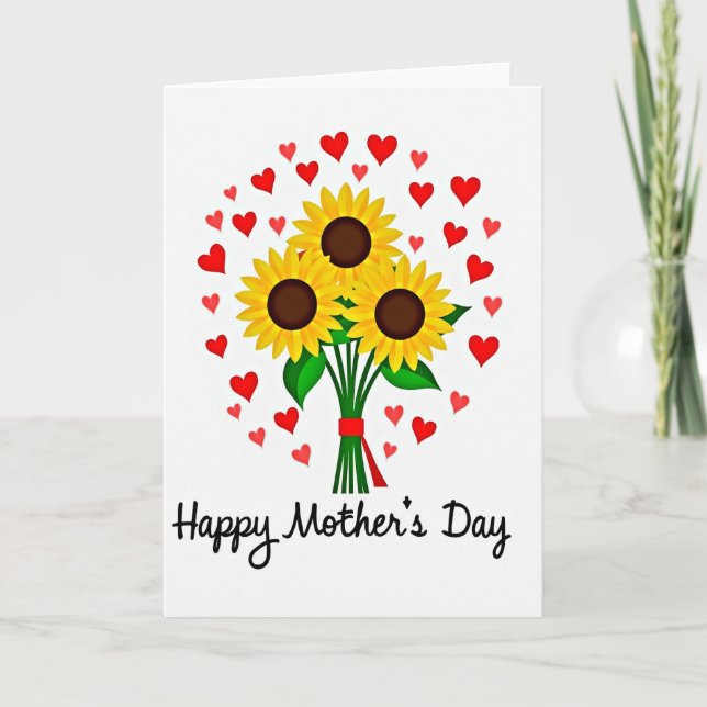Tarjeta de Ramo con Patrón de Corazón Rojo (Anverso)