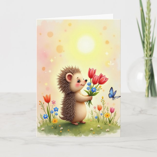 Tarjeta de ramo de animales encantadores (Anverso)