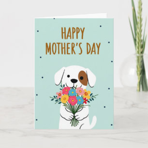 Tarjeta de ramo de cachorro de lunares