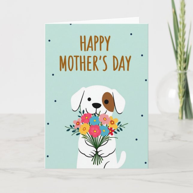 Tarjeta de ramo de cachorro de lunares (Anverso)