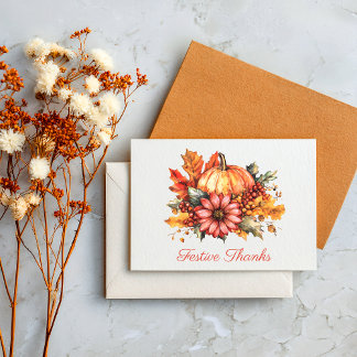 Tarjeta de ramo de calabaza de agradecimiento fest