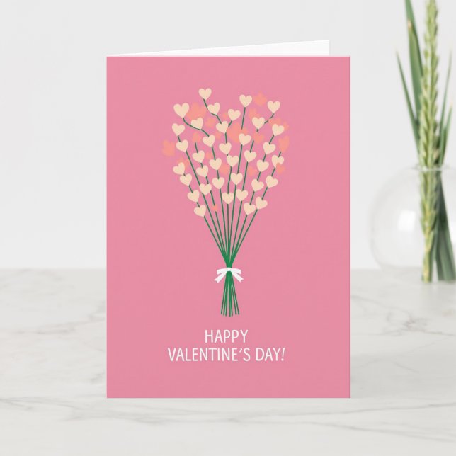 Tarjeta de ramo de corazón feliz de San Valentín (Anverso)