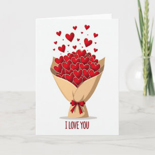 Tarjeta de ramo de corazones 'Te amo'