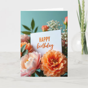 Tarjeta de ramo de cumpleaños de melocotón