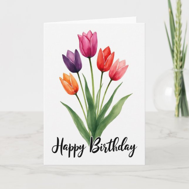 Tarjeta de ramo de cumpleaños vibrante (Anverso)