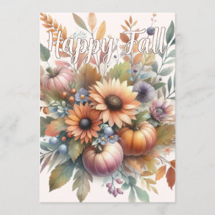 Tarjeta de ramo de flores de calabaza alegre y ele