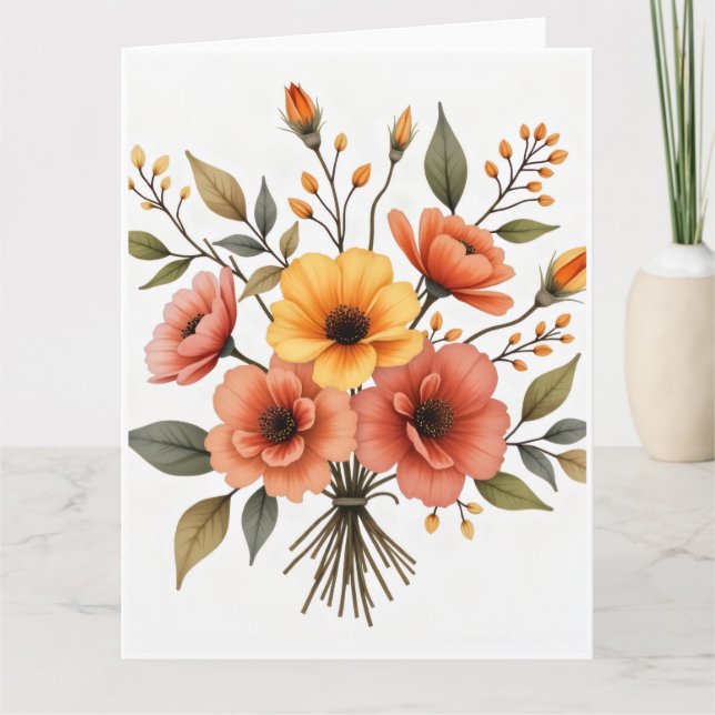 Tarjeta de ramo de flores de otoño (Anverso)