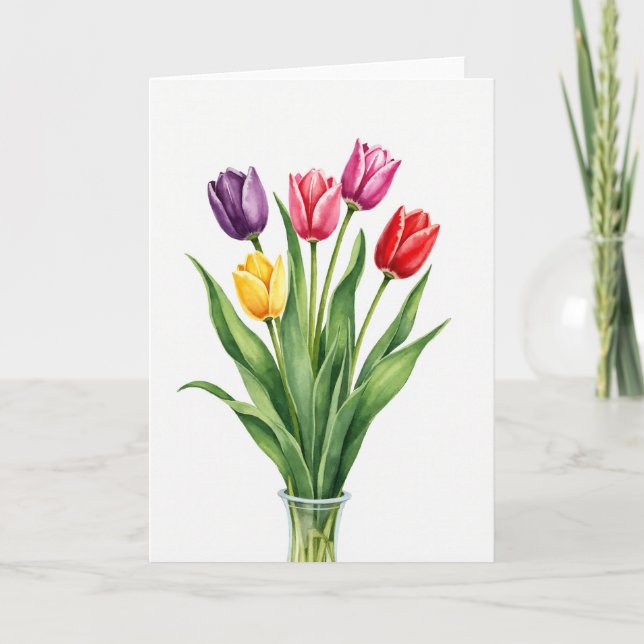 Tarjeta de ramo de flores vibrantes (Anverso)